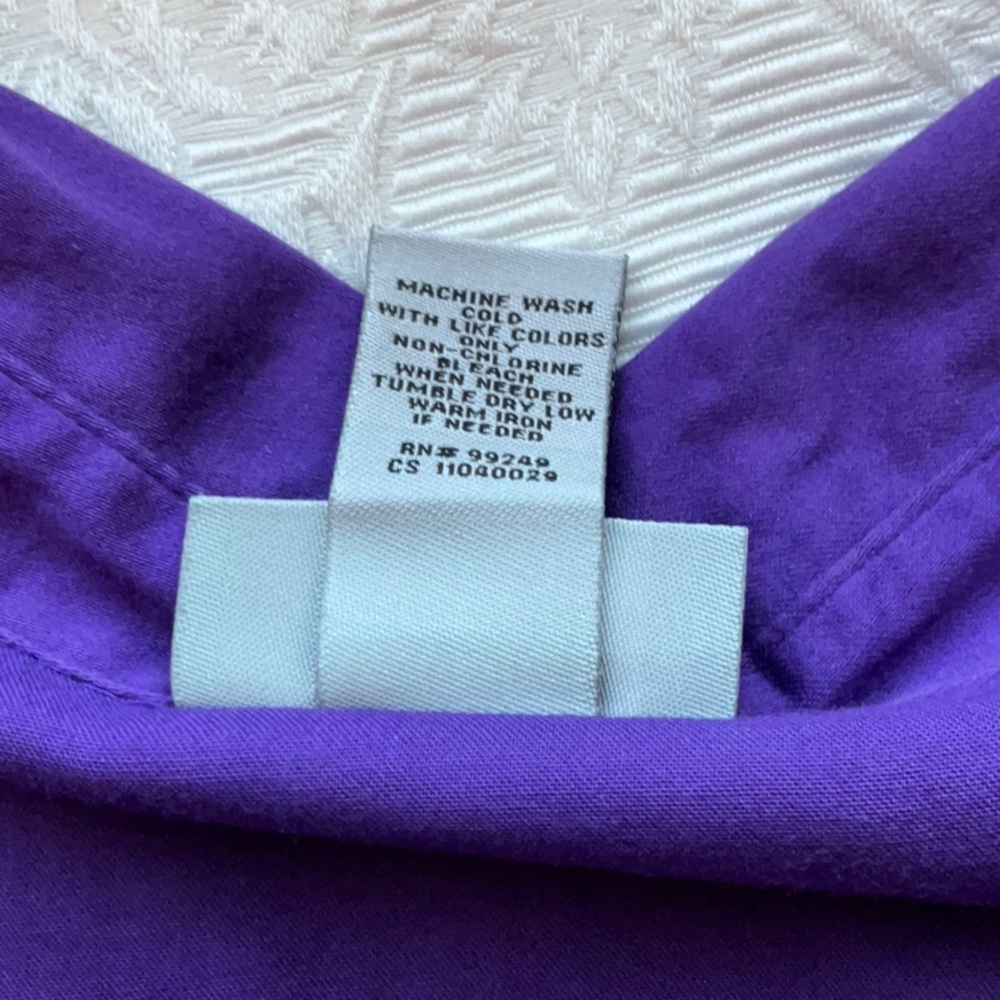 Deep Purple Long Sleeve Button Down Top, 3X - Picture 7 of 9